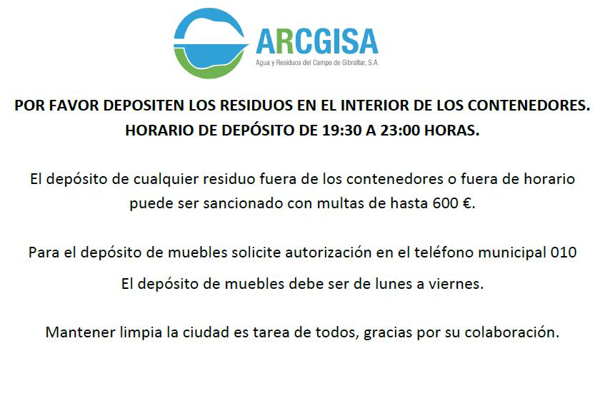 Cartel arcgisa deposito basura